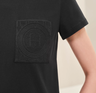 NEW Hermes Straight dress with embroidered pocket black size 38 