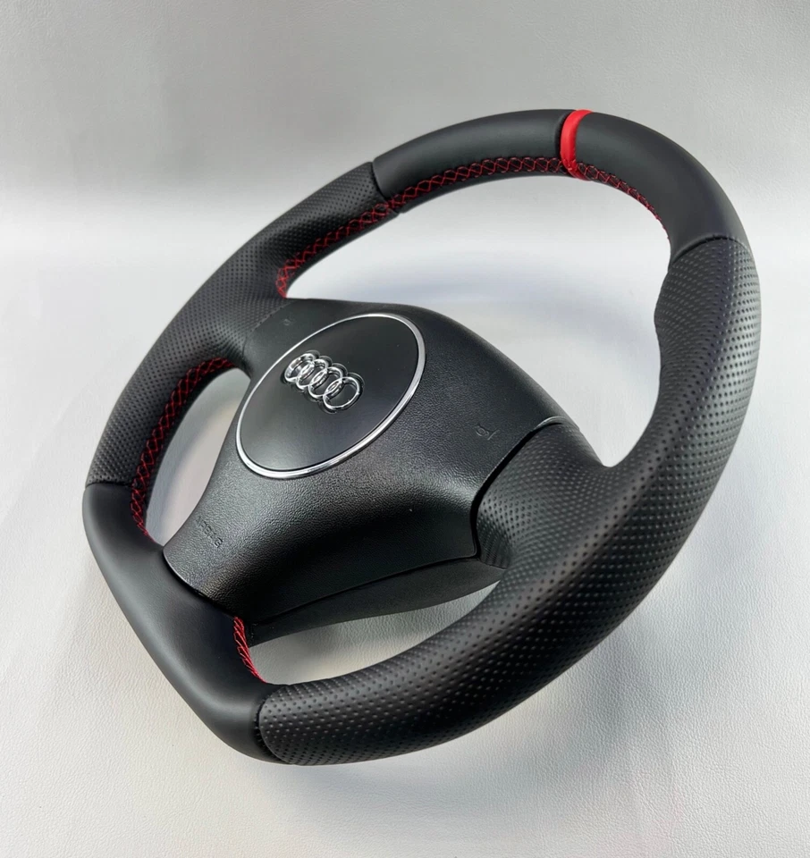 Volante Audi TT A6 C5 A3 8L fondo plano completamente remodelado ¡IMPRESIONANTE! Foto 4 de 4