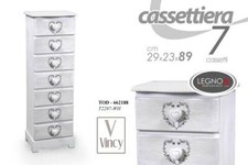 MOBILE CASSETTIERA 7 CASSETTI CUORE 29*23*89 CM SETTIMINO SHABBY CHIC TOD-662188