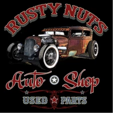 Rusty Nuts Auto Shop Hot Rod-Rat Rod T-shirt 100% Cotton Small to XXXXXL