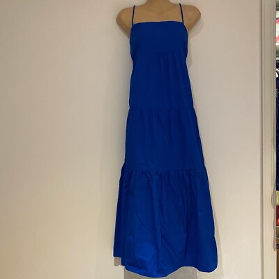 BNWT Glassons Blue Linen Tiered Maxi Dress | eBay Australia