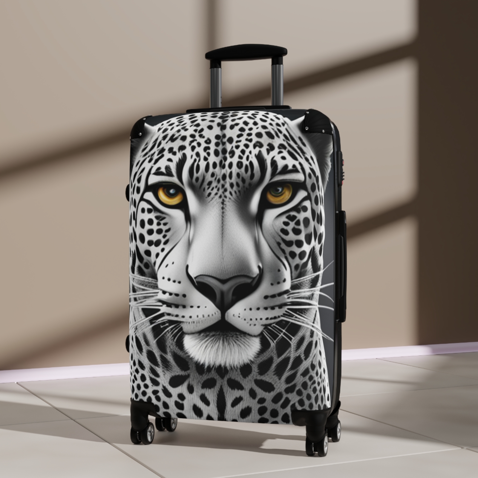 Suitcase_PC+ABS_Trolley Spinner_Hard Shell_Leopard Face_2(Only Front)