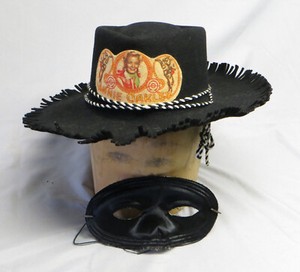 Rare Vintage 1950s Benay Albee Annie Oakley Wool Felt Hat w/Mask EXC!