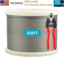 TECSPACE 350ft Length 1/8” 316 Stainless Steel Wire Rope for Railing Decking US