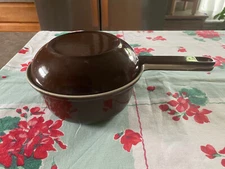 Vintage Descoware 1 Qt Pot with Skillet Lid Chocolate Brown