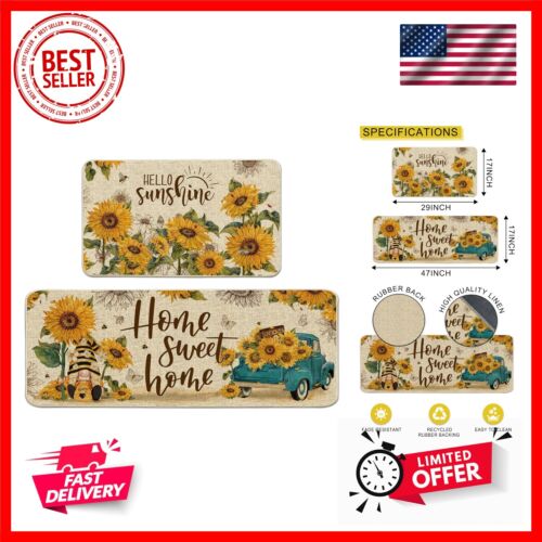 Sunflower Kitchen Rugs and Mats Set of 2, Sunflower Kitchen Mats, You are My ...