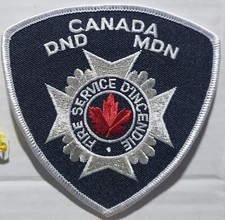 CANADA DND MDN FIRE SERVICE RESCUE D'INCENDIE SHOULDER PATCH BADGE EMBROIDERED