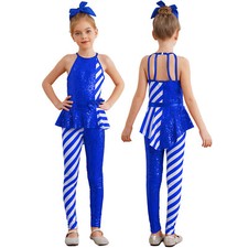 Kids Girls Jumpsuit Open Back Christmas Sleeveless Costume Gymnastics Bodysuit