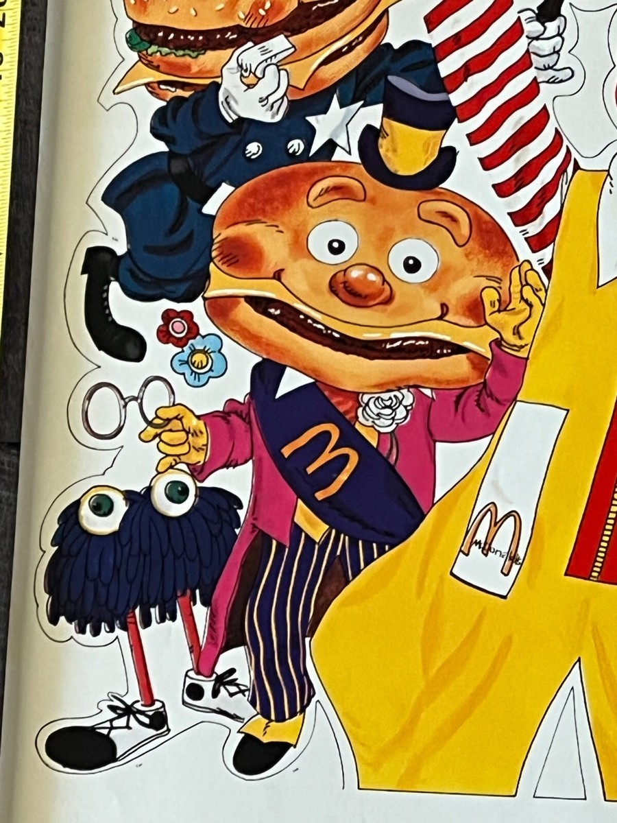 Vintage 1974 Retro McDonalds Calendar Poster Frys Guys Ham