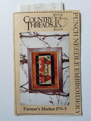 Country Threads PUNCH NEEDLE PATTERN ~ Farmer's Market PN-5 Fall Pumpkins