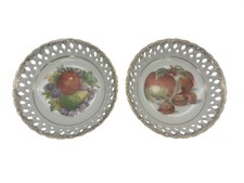 Vintage Pico China Japan Reticulated Fruit Bowls Pair 5″ Porcelain Gold Trim