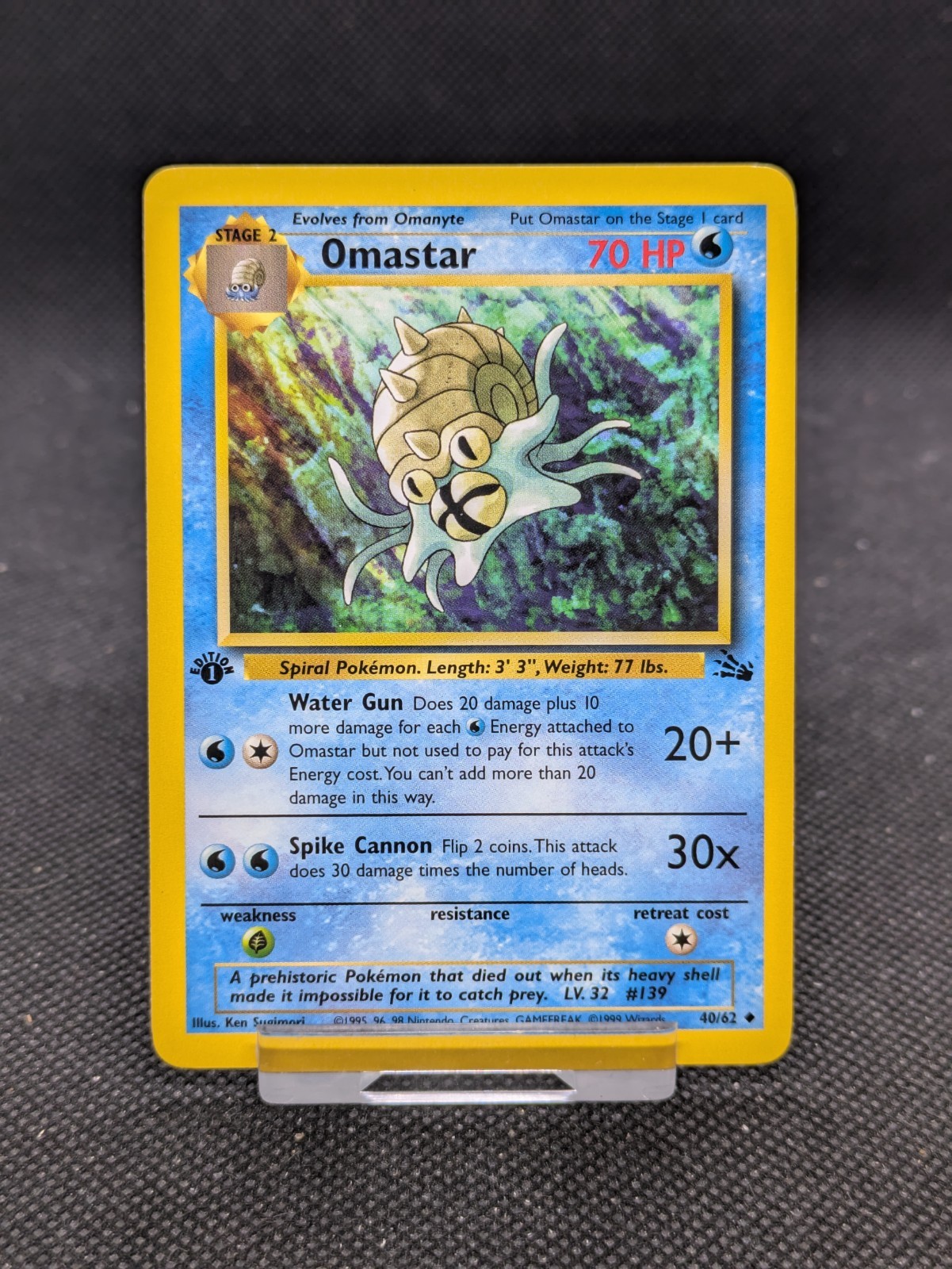 Pokemon Card Omastar Fossil 1st Edition Uncommon 40/62 WOTC NM
