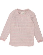 JACK WILLS Womens Sweatshirt Jumper UK 6 XS Pink Striped Cotton AX04