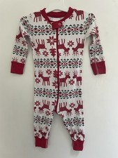 Hanna Andersson Baby Boy Girl 1-Piece Fair Isle Christmas Zip-Up PJs White 18-24