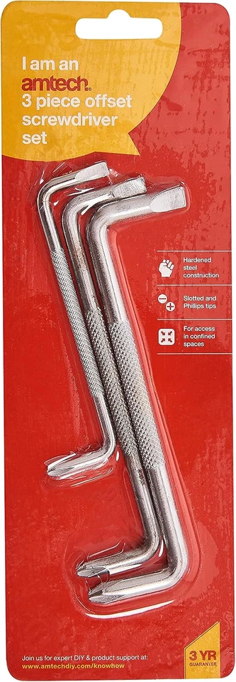Am-Tech - Set Di 3 Cacciaviti Ad Angolo - Immagine 2 di 4