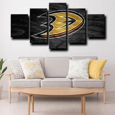 Anaheim Ducks NHL Hockey Sports Team Dark Logo 5 Piece Panel Canvas Wall Art