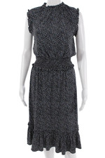 Michael Michael Kors Women Black Floral Blouson Midi Dress Size S