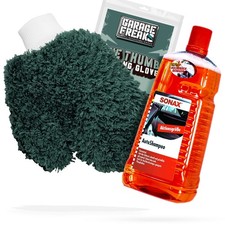 Autoshampoo Waschhandschuh Auto Set SONAX Shampoo + Garage Freaks Microfaser