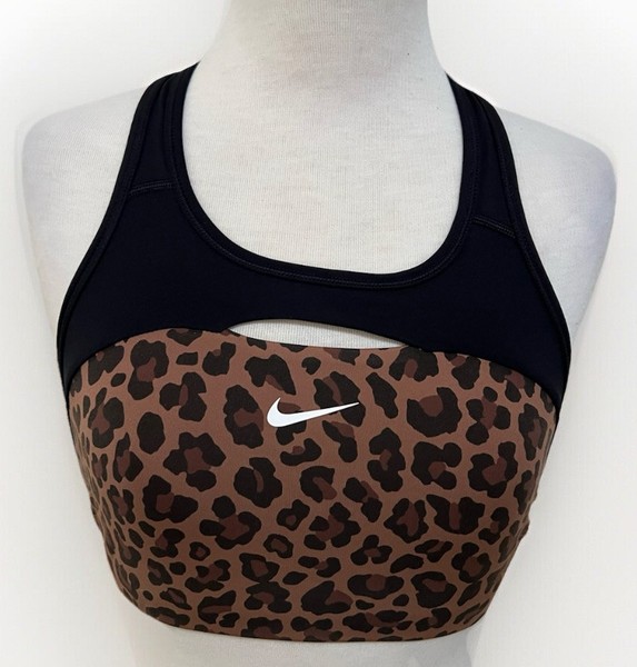 Nike Swoosh Women's Medium Support Non-padded Leopard Print Sports Bra-Size S