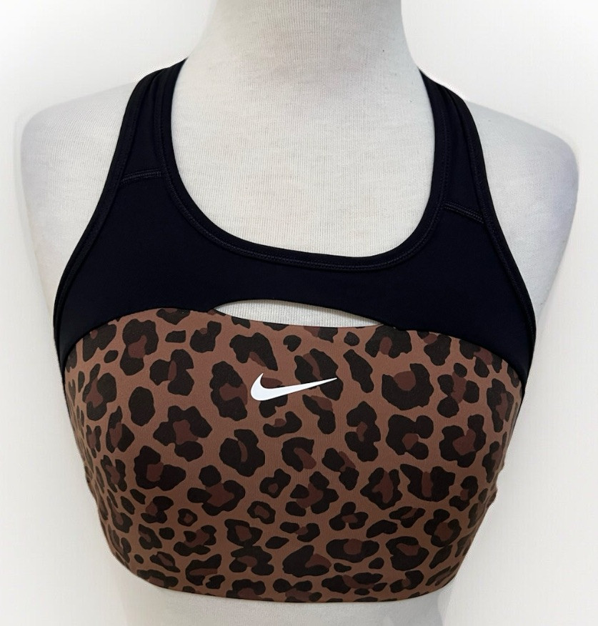 Nike Swoosh Women's Medium Support Non-padded Leopard Print Sports Bra-Size S