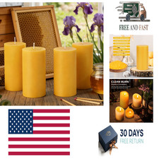Natural Beeswax Pillar Candles,4 Pack, 3 x 4 ...