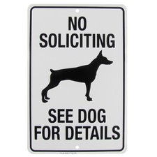 No Soliciting Go Away See Dog For Details Funny Metal Sign Yard Fence Home Decor