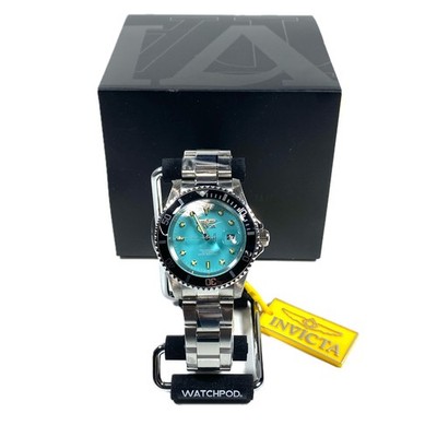 Invicta Pro Diver Mens 40mm Watch Stainless Steel Turquoise Dial WR 200m NWT