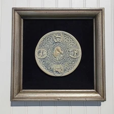 Equestrian Incolay Stone in Shadowbox Style Frame Black Velvet Vintage MCM Horse