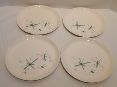 #ad #ad Set of 4 Vintage MCM Salem North Star Atomic Starburst 9 1 8” Dinner Plate $49.99
