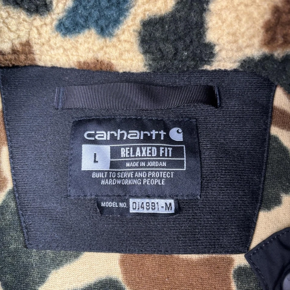 Carhartt Fleecepullover Sweater Herren Large Braun Duck Camo Relaxed Outdoor - Bild 3 von 4