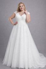 HBH Brautmode I Einzelstück Brautkleid A-Linie mit Stickereien Organza Gr.:48,54