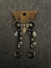 GUESS By Marciano Black Diamanté Drop Earrings With Dust Bag, Box & Care Card