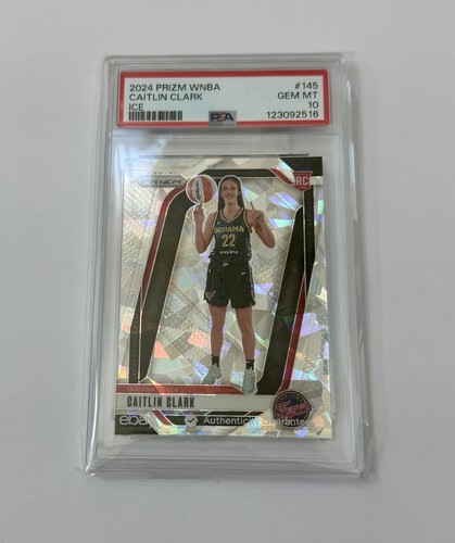 Caitlin Clark 2024 Prizm WNBA #145 Cracked Ice RC, PSA 10