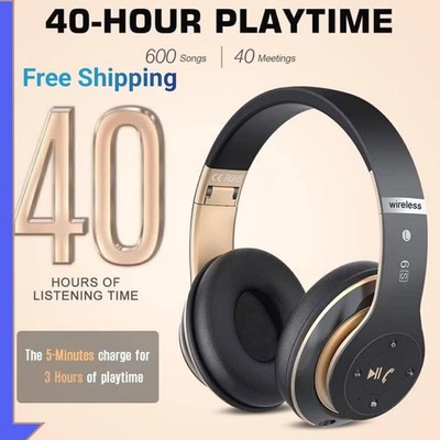 Wireless Headphones Bluetooth Noise Cancelling Stereo Earphones Over Ear Headset