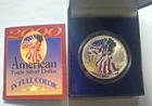 2000 American Eagle Silver Dollar 1oz Fine Silver in Full Color w/Box & COA