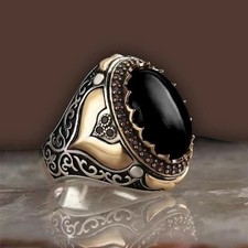 925 Sterling Silver Handmade Jewelry Black Men's Ring All Size Fashion Ring 2025