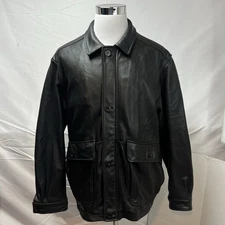Daniel Cremieux Collection Men’s XL Black Leather Jacket Y2K Coat Vintage 90s