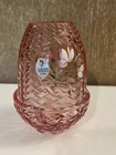 Pink / CHAMPAIGN  Fenton Fairy Lamp Basketweave  Handpainted