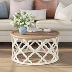 Farmhouse Coffee Table, French Country Round Coffee Table with Distressed Tra...