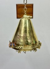 Przedmiot kolekcjonerski ciężki stary mosiężny statek lampa wisząca vintage morski sufit...