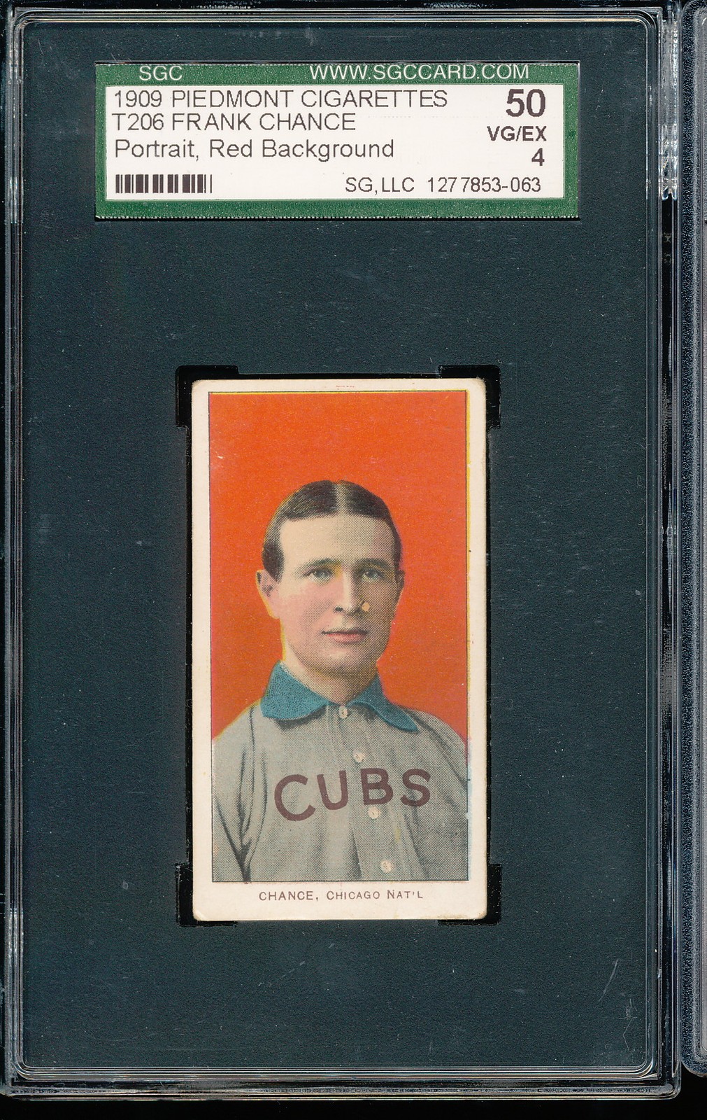 T206 Piedmont 150/25 Frank Chance (Red Portrait) SGC 4 - Cubs - well-centered