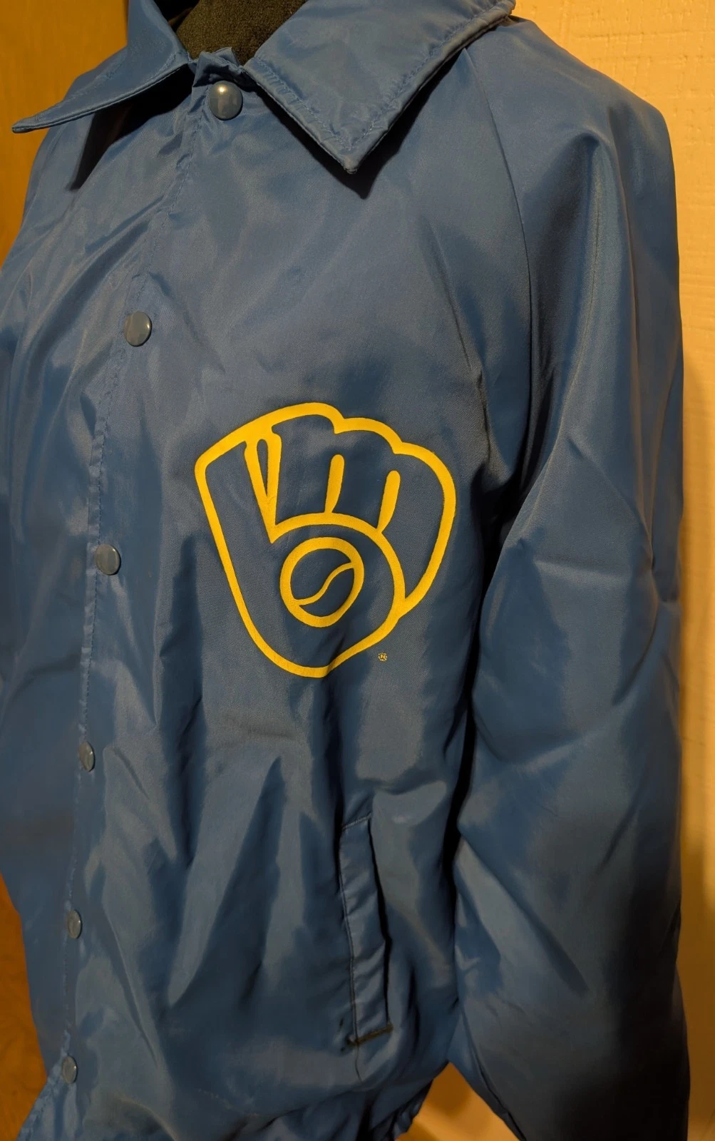 Vtg Hartwell Milwaukee Brewers Blue  Windbreaker Jacket XL 46-48 Snap Front Logo image 2