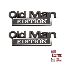 2X Old Man Edition Car Emblem Metal Truck Sticker Decal Funny Black-White