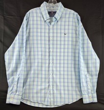 Vineyard Vines Slim Fit Whale Shirt, Large, Blue and Green Plaid, 100% Cotton