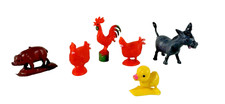 Lot of 6 Vintage Miniature Farm Animal Plastic Figurines Made in Hong Kong