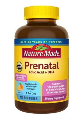 Nature Made Prenatal Vitamins + DHA 150 Softgels   Supports Baby s Development
