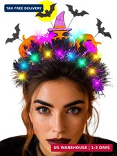 DRESBE Halloween Light Up Headband LED Pumpkin Bat Headbands Glow Party Hair Acc