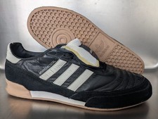 adidas Mundial Goal Gr. 44 2/3 UK 10 schwarz Indoor Leder Hallenschuhe Fußball 