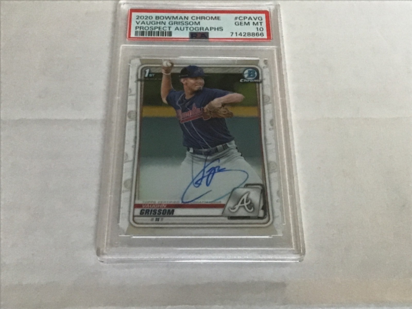 2020 Bowman Chrome #CPAVG VAUGHN GRISSOM 1st Bowman Prospect Auto PSA 10 Gem MT