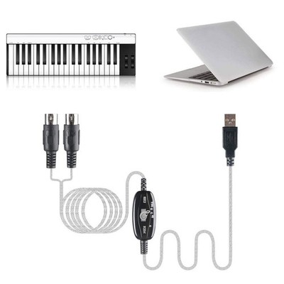 USB IN-OUT MIDI Interface Cable Converter to PC Music Keyboard Adapter CordLV
